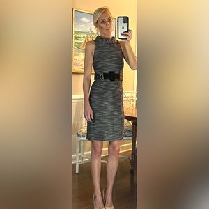 Etcetera, black & white belted sheath dress, sz. 0